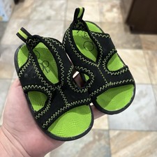 OP Ocean Pacific Green And Black Neoprene Sandals Toddler Size 4 GUC