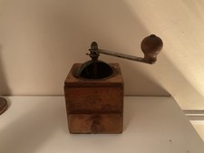Antique Vintage Rustic French Coffee Grinder Wood And Metal