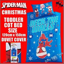 Marvel Spiderman Christmas Duvet Cover Set Junior Cot Bed Toddler Amazing Spidey