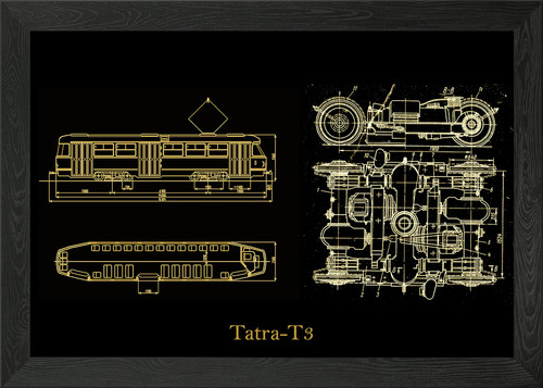 Tatra blueprint gold framed - tatra,