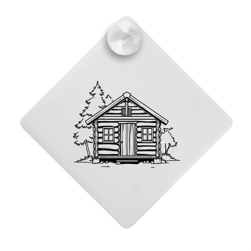 Log cabin car window - car, sign