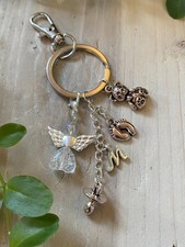 Baby Shower Keyring, Angel, Pacifier, Teddy, Keychain, Initial, Bag Charm Gift