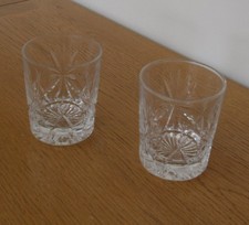 2 x Edinburgh Crystal 'Star of Edinburgh'' Whiskey Tumbler/Tot Glasses - 3"