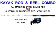 MAXXIMUS STUBBY KAYAK ROD+CHIEFTAIN 30 MULTIPLIER REEL+LINE BOAT COD SEA FISHING