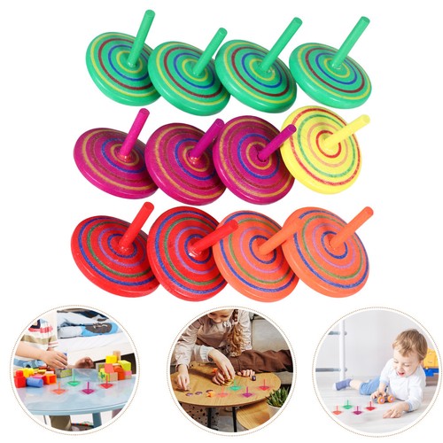 12pcs kids wooden spinning - 12pcs,