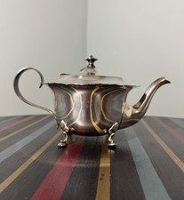 Martin Hall Co Sheffield Vintage Antique Silver Plated Teapot Elegant Squat Form