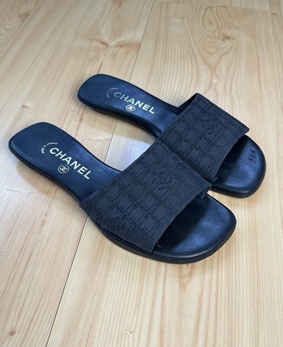 Chanel black logo - chanel, flats