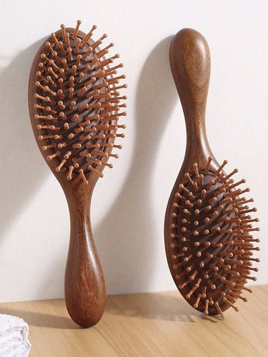 Natural wooden hair - hair, brush