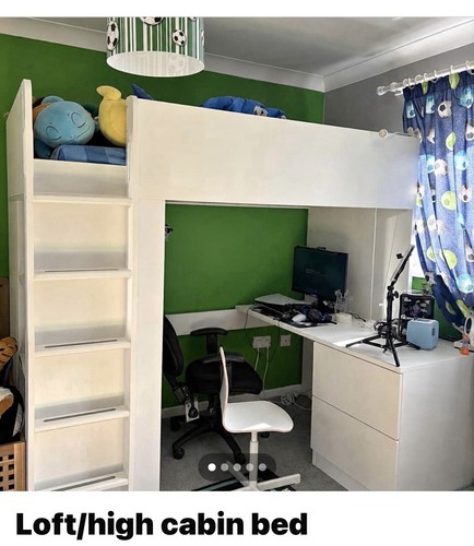 White wood loft bed 3ft - loft,
