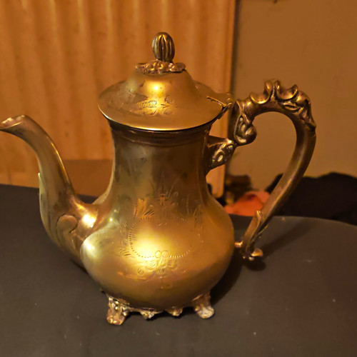 Antique silver plate teapot - silver,