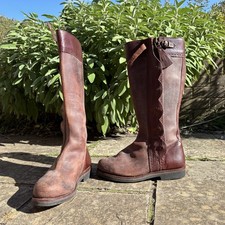 Vintage Steel Toe Capped Brown Leather Spanish Riding Boots Size 41 UK 7.5