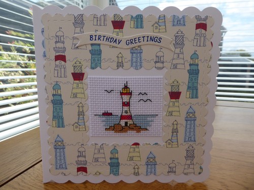 Completed cross stitch - card,