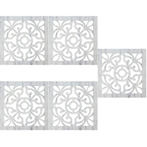 5pcs white wood - art, wall