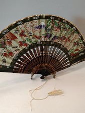 Beautiful Hand Painted Folding Hand Fan - Asia / Oriental / 20" Across