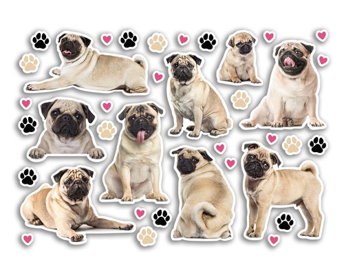 Sticker sheet pug vinyl - sticker,