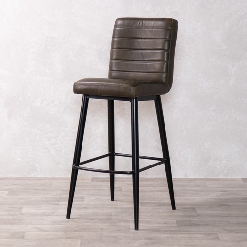 Olive leather bar stool - olive,
