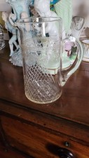 Edwardian Cut And Etched Jug In Great Condition.
