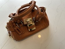 Chloe 'Paddington' Padlock Bag Tan Brown Leather Handbag Gold Hardware VTG 00's