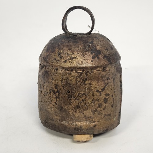Rustic metal cow bell - metal, wooden