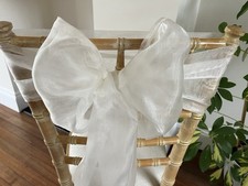 50 X White Double Organza Sashes