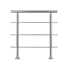 Stainless Steel Handrail Outdoor& Indoor 3 Cross bars Balustrade Stair Grab Rail