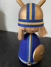 Vintage Swedish Wooden Viking Figure