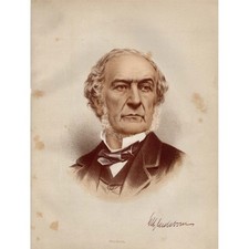 WILLIAM EWART GLADSTONE Coloured Antique Print c1875