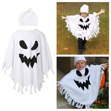 KID TODDLER BOYS GIRLS GHOST CAPE HALLOWEEN CLOAK COSTUME COSPLAY FANCY DRESS UK