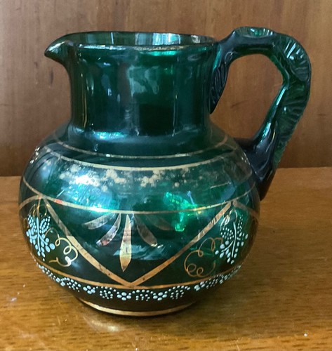 Antique green glass jug - green,