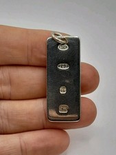 2000 Millennium Year English Solid Sterling 925 Silver Ingot Bar Pendant. 12.6g