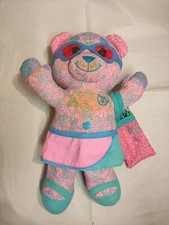 LARGE Pink DOODLE BEAR PLUSH 16" With 3 Doodle Markers,  Good CONDITION.  BF137