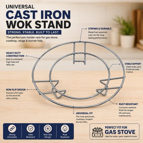 Universal cast iron wok stand - iron,