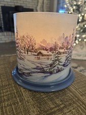 Homeworx  By Harry Slatkin  Snowy Cabin Hurricane Candle Holder