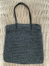 M&S BLUE STRAW BEACH BAG IN