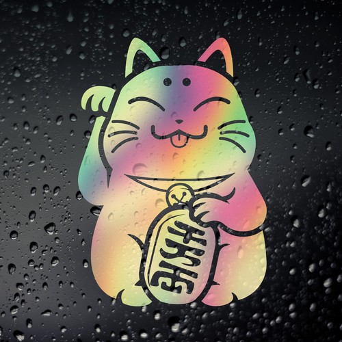 Lucky cat maneki - gold, oil