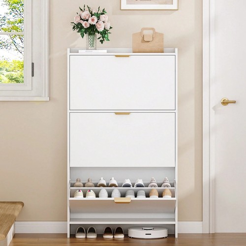 White shoe cabinet - white, with