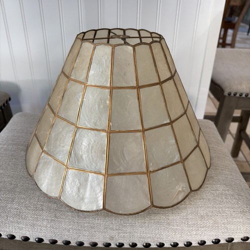 Vintage capiz shell brass lamp - capiz,