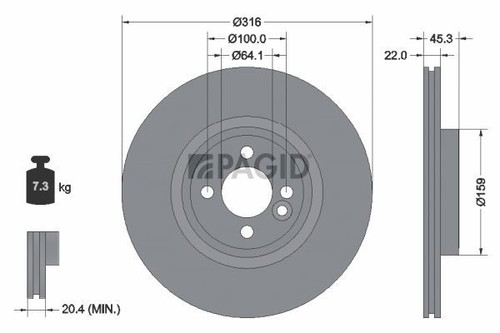 55550 brake disc front fits - 55550,