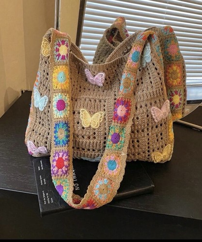 Handmade crochet knit tote - handmade,