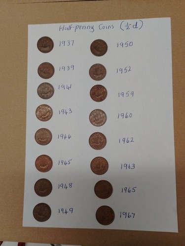 Half penny coins mixed - coins., 16