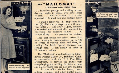 Vintage postcard mailomat coin - vintage,