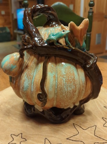 Gorgeous majolica pumpkin - majolica,