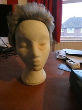 Natural Looking Brushed Back Style Grey Brunette Straight Men's Wig. Size Medium