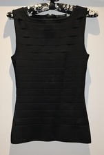 Karen Millen Body Contour Black Top Size 1 (UK 8) Viscose Handwash