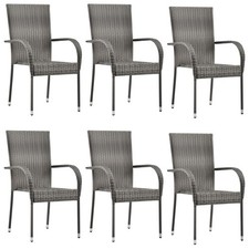 Dining Chair Set of 6 Grey PE