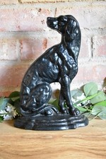 Large Heavy Cast Iron Dog Door Stop Hound Hunting Dog Animal Black Stopper (J)