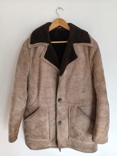 Vintage 1970's Antartex Loch Lomond Suede Leather Sheepskin Coat Size 12R