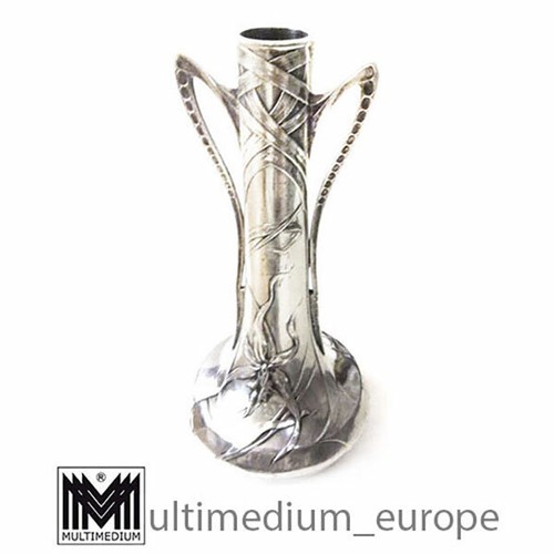 Art nouveau vase pewter silver - vase,