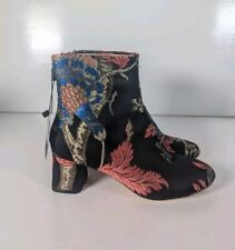 Zara Ankle Boots New Size 35 UK 2 Black Floral Embroidery Design