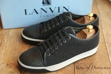 Lanvin Black Canvas Leather Lace Up Trainers Men's UK 8 US 9 EU 42